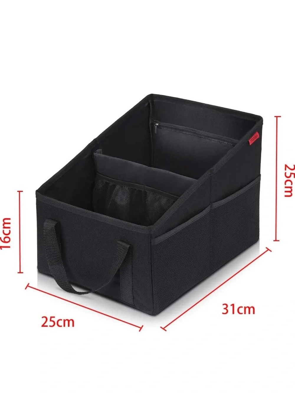 Car Trunk or Seat Organizer Storage Bin with Dual Handles - Black